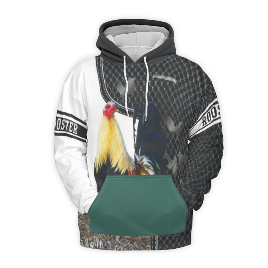 Rooster 3D Hoodie | Realistic Gamecock Farm Animal Graphic | Premium Soft Fleece Lining | Unique Poultry Lover Gift for Men and Women