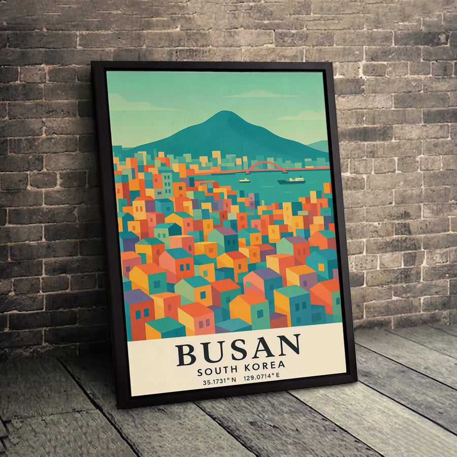 Busan South Korea Travel Poster | Vibrant Cityscape Wall Art | Premium Gallery-Wrap Canvas | Modern Home Decor Gift
