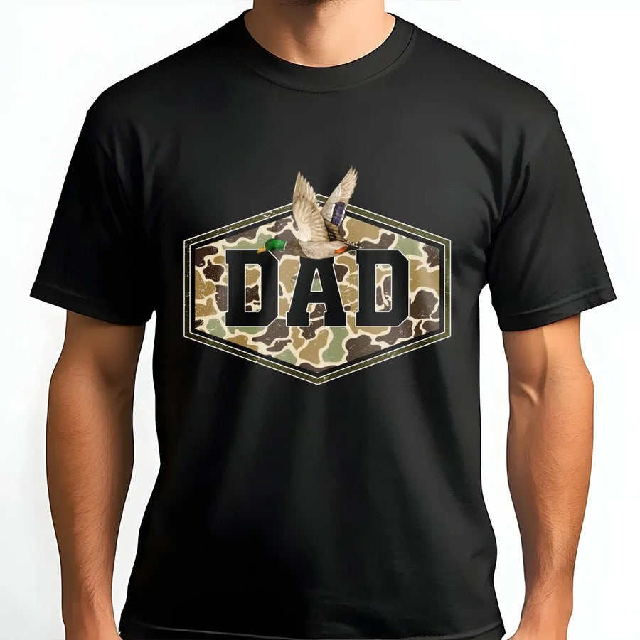 Camouflage Dad Shirt | Retro Mallard Duck Hunting Graphic | Premium Comfort Colors Cotton | Father's Day Gift for Hunter