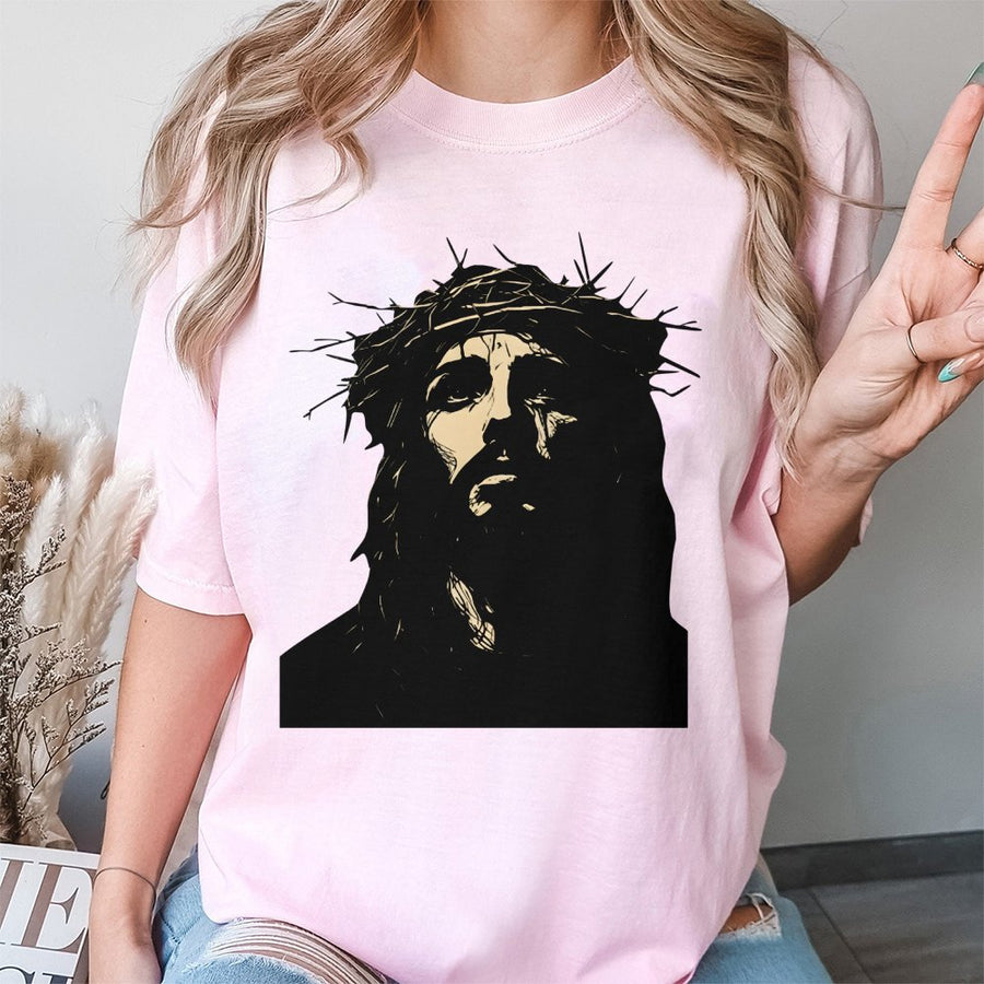 Jesus Crown Of Thorns T-Shirt | Minimalist Religious Graphic Design | Premium 100% Cotton | Easter Faith Gift For Men And Women