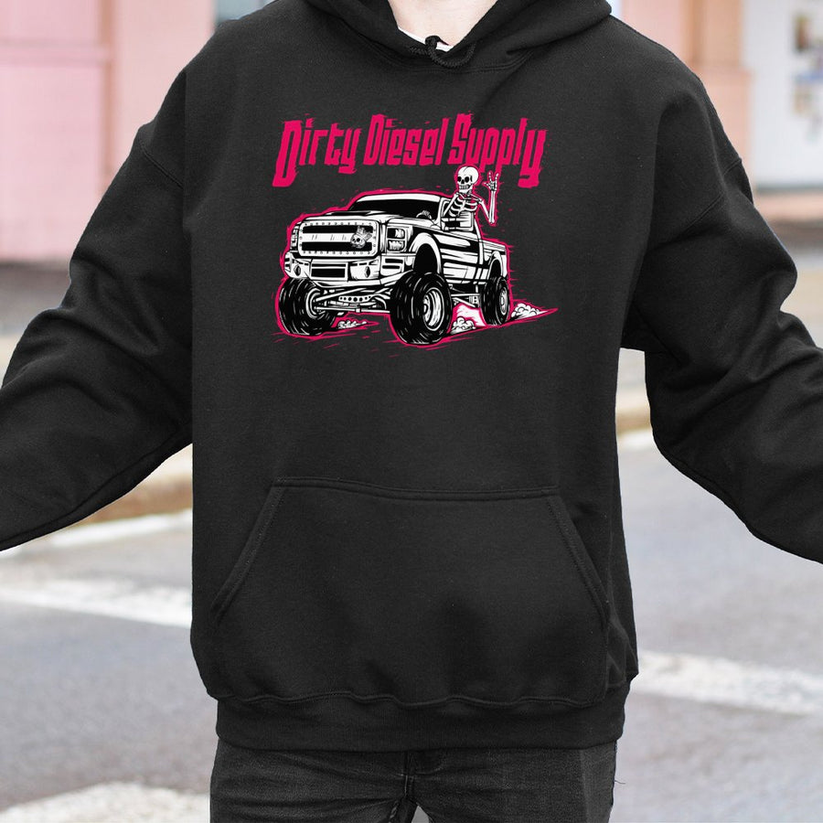Diesel Truck Hoodie | Skeleton Off Road Graphic | Premium Cotton Blend | Gift For Truck Drivers & Gearheads