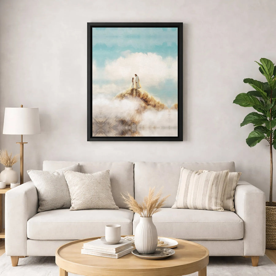 Jesus and Child Canvas Wall Art | Serene Mountain Top Faith Print | Premium Fade-Resistant Gallery Wrap | Christian Home Decor Gift