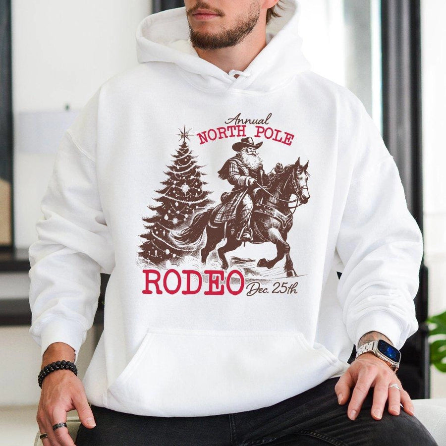 Cowboy Santa Hoodie | Western Christmas Rodeo Graphic | Premium Cotton Blend | Funny Holiday Gift for Men and Women