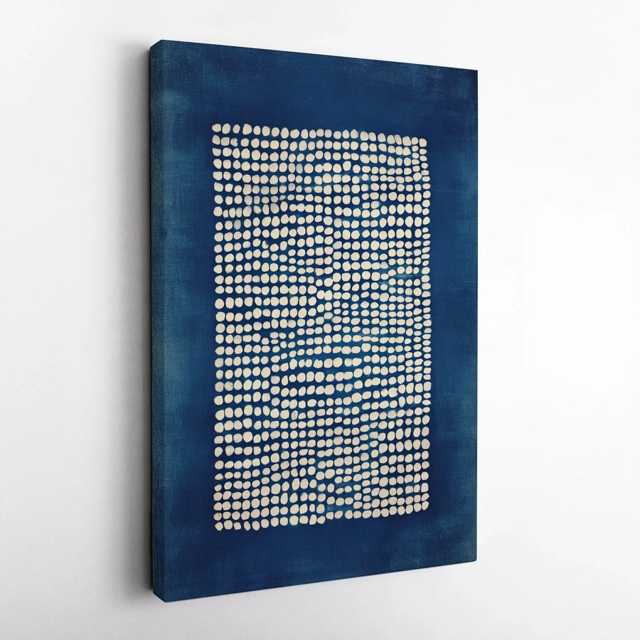 Indigo Blue Abstract Canvas Print | Modern Geometric Dot Art | Premium Gallery Wrapped Canvas | Contemporary Home Decor Gift