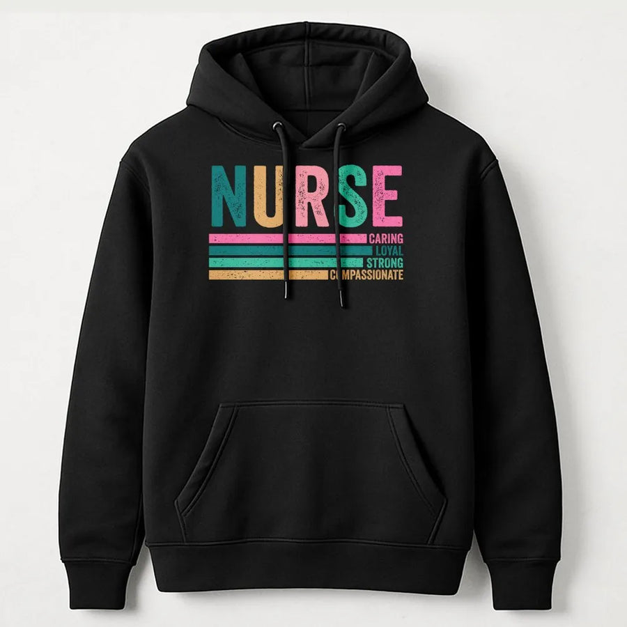 Nurse Hoodie | Retro Colorful Graphic with Inspirational Words | Premium Cotton Blend | Gift for Nurses, RN, and Nursing Students