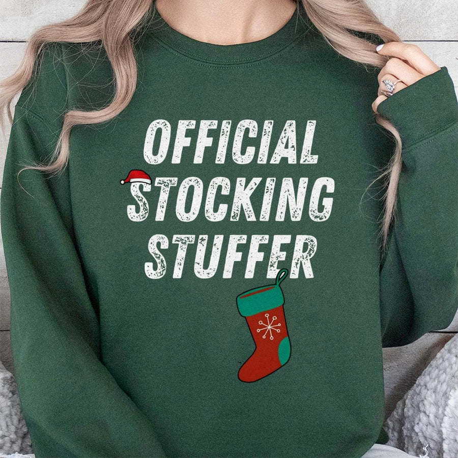 Stocking Stuffer Sweatshirt | Funny Christmas Holiday Graphic | Soft Cotton Blend Crewneck | Unisex Holiday Gift for Men and Women