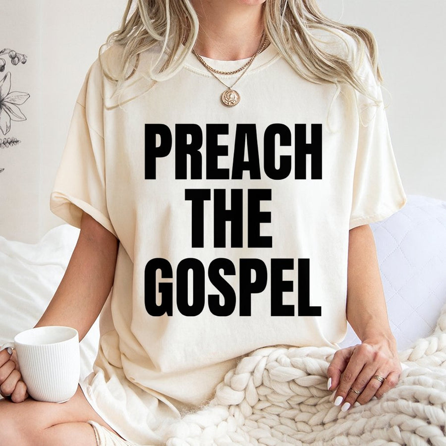 Preach The Gospel T-Shirt | Bold Minimalist Christian Graphic | 100% Cotton Premium Tee | Faith-Based Gift For Believers