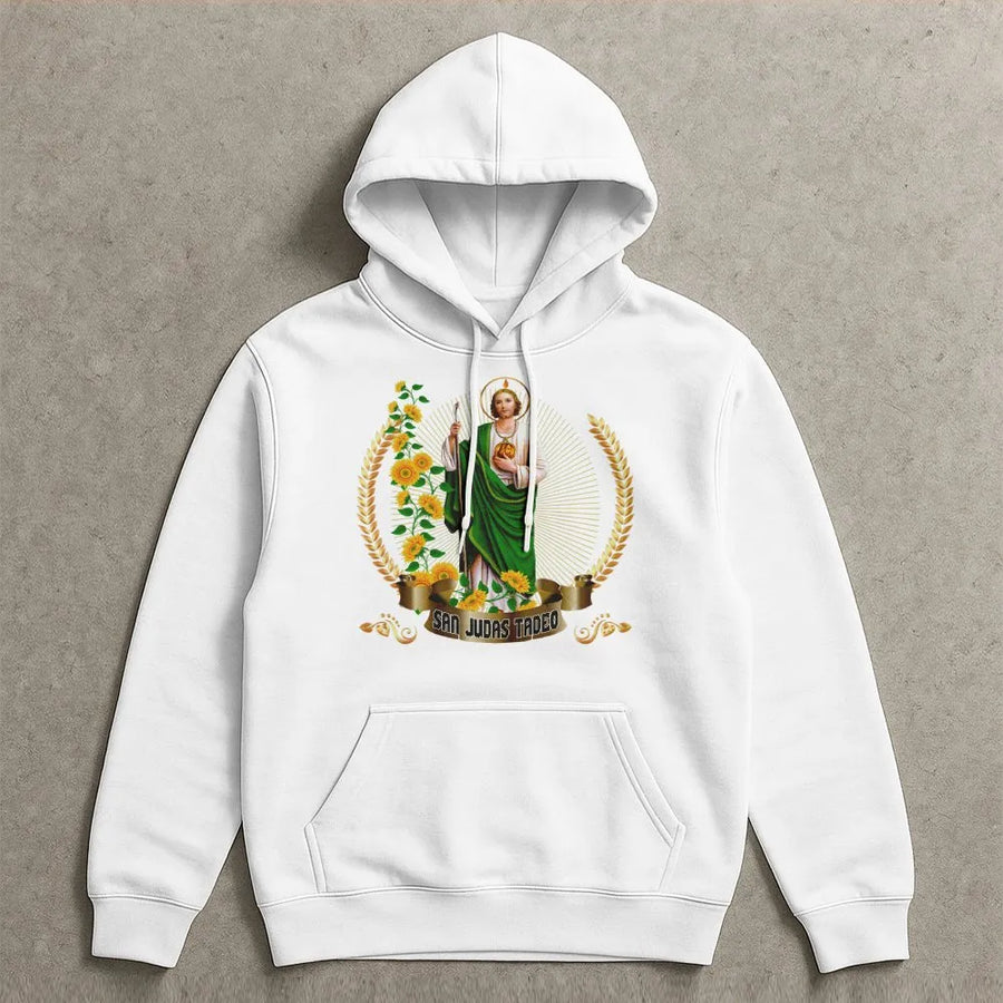 San Judas Tadeo Hoodie | Mexican Religious Graphic Art | Premium Cotton Blend | Catholic Faith Gift for Men and Women