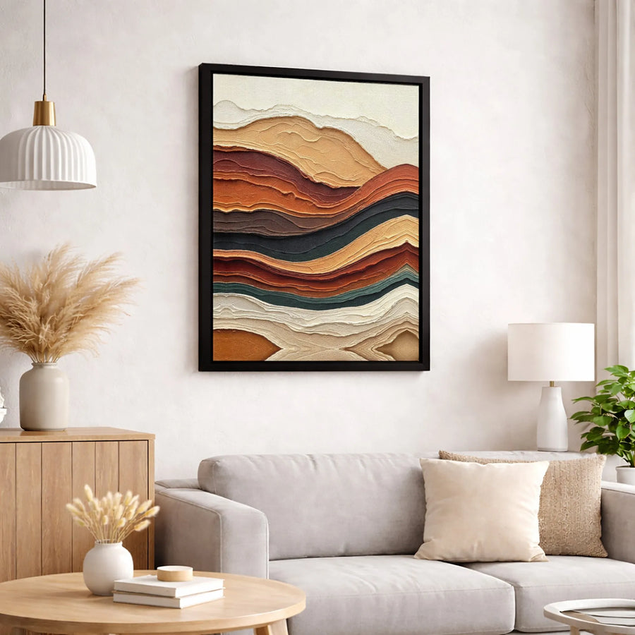 Abstract Landscape Wall Art | Textured Earth Tone Layered Canvas | Premium Gallery-Quality Print | Modern Home Decor for Living Room