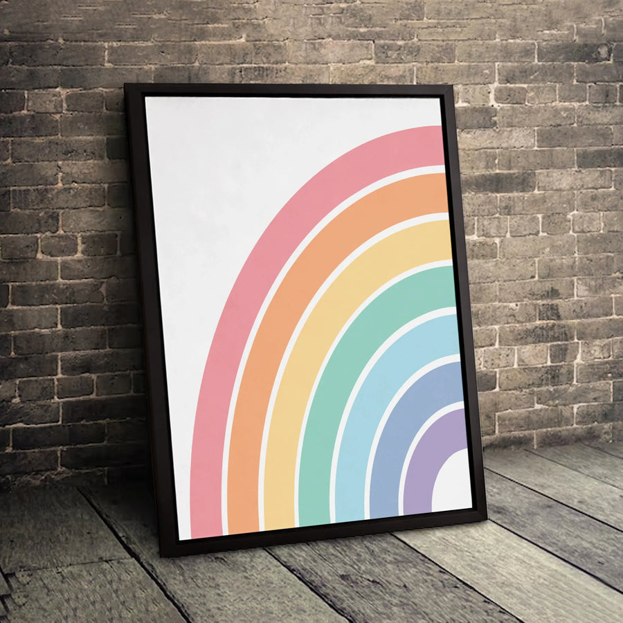 Pastel Rainbow Arch Wall Art | Minimalist Boho Nursery Canvas Print | 1.25-Inch Premium Gallery Wrap | Modern Home Decor Gift