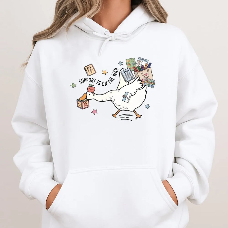 Silly Goose SPED Teacher Hoodie | Funny Cartoon Support Design | Premium Cotton Blend | Special Education Teacher Appreciation Gift