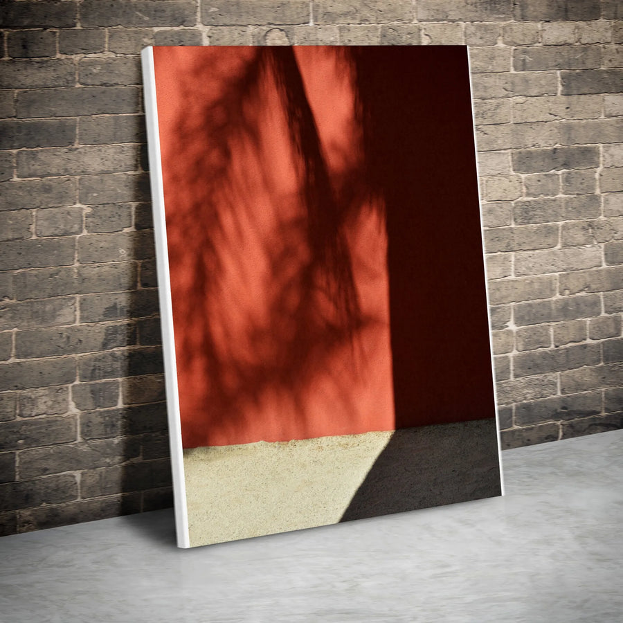 Abstract Shadow Canvas Print | Terracotta Wall & Botanical Shadow Art | Premium Gallery Wrap Canvas | Modern Home Decor Gift