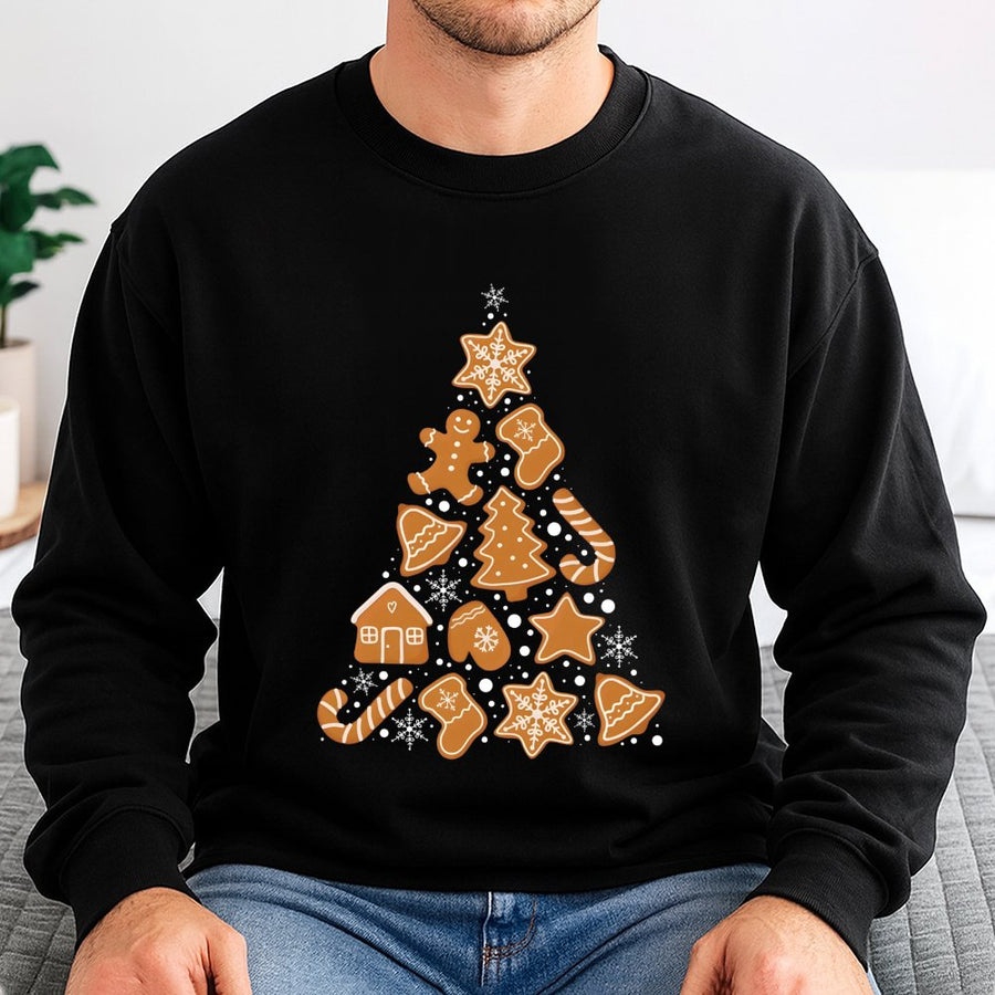 Gingerbread Christmas Tree Sweatshirt | Cute Holiday Cookie Graphic | Soft Cotton Blend Unisex Pullover | Festive Winter Gift for Baker