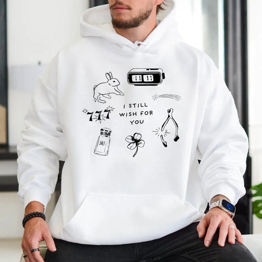 I Still Wish For You Hoodie | Lucky Charm Graphic Sweatshirt | Premium Cotton Blend | Aesthetic Manifestation Gift For Her