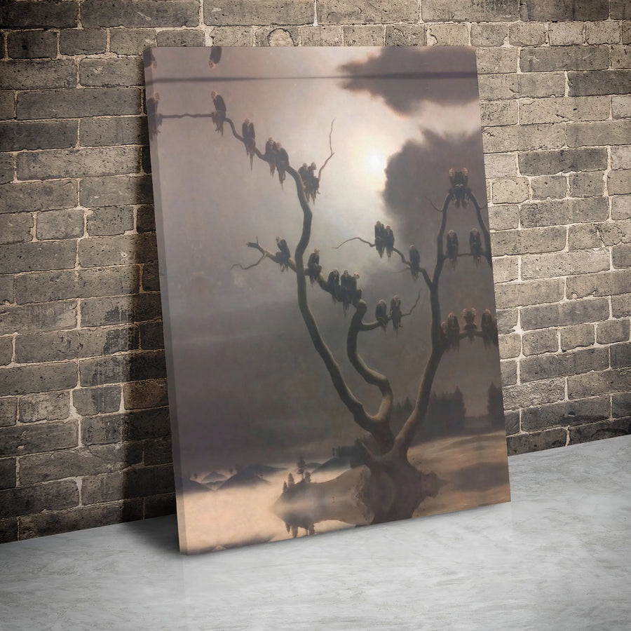 Surreal Vulture Art Canvas | The Council Dark Fantasy Wall Decor | Premium Stretched Gallery Wrap | Gothic Office Statement Piece