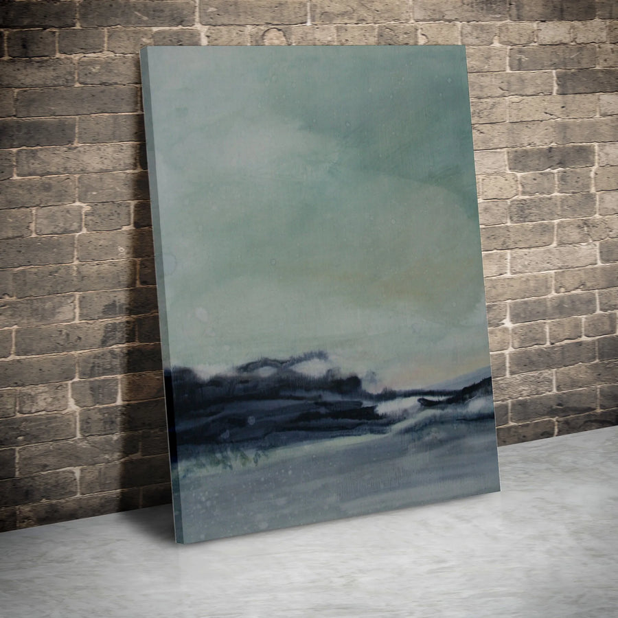 Abstract Landscape Vertical Canvas | Moody Watercolor Seascape Print | Premium Gallery Wrapped Wall Art | Modern Home Decor Gift