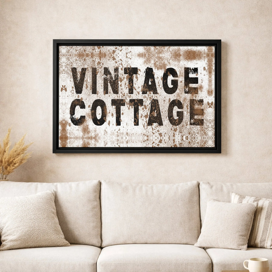 Vintage Cottage Wall Art | Distressed Rustic Typography Canvas Print | 1.25-Inch Gallery Wrap | Farmhouse Home Decor for Living Room Gift