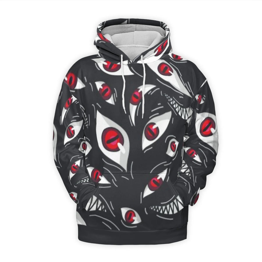 Horror Monster Eyes Hoodie | Creepy Red Eye All-Over Graphic Print | Premium Soft Fleece Lining | Unisex Gothic Anime Streetwear Gift