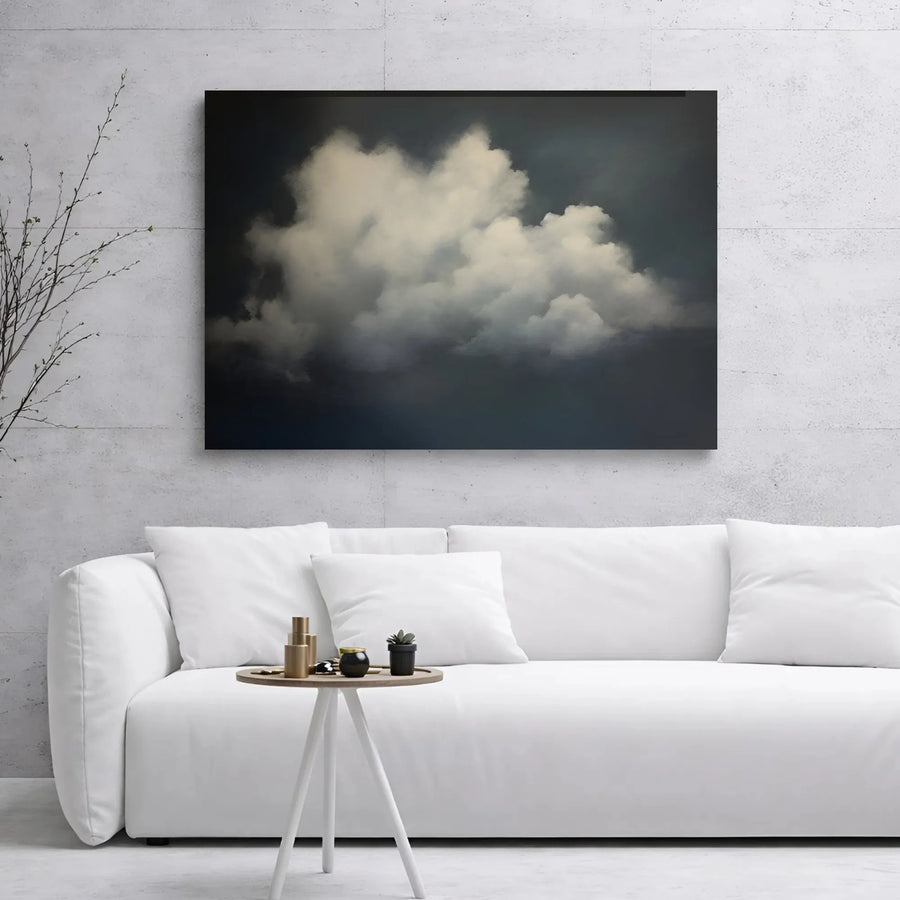 Moody Cloud Canvas Wall Art | Realistic Stormy Sky Landscape | Premium Gallery Wrap Print | Modern Home & Office Decor