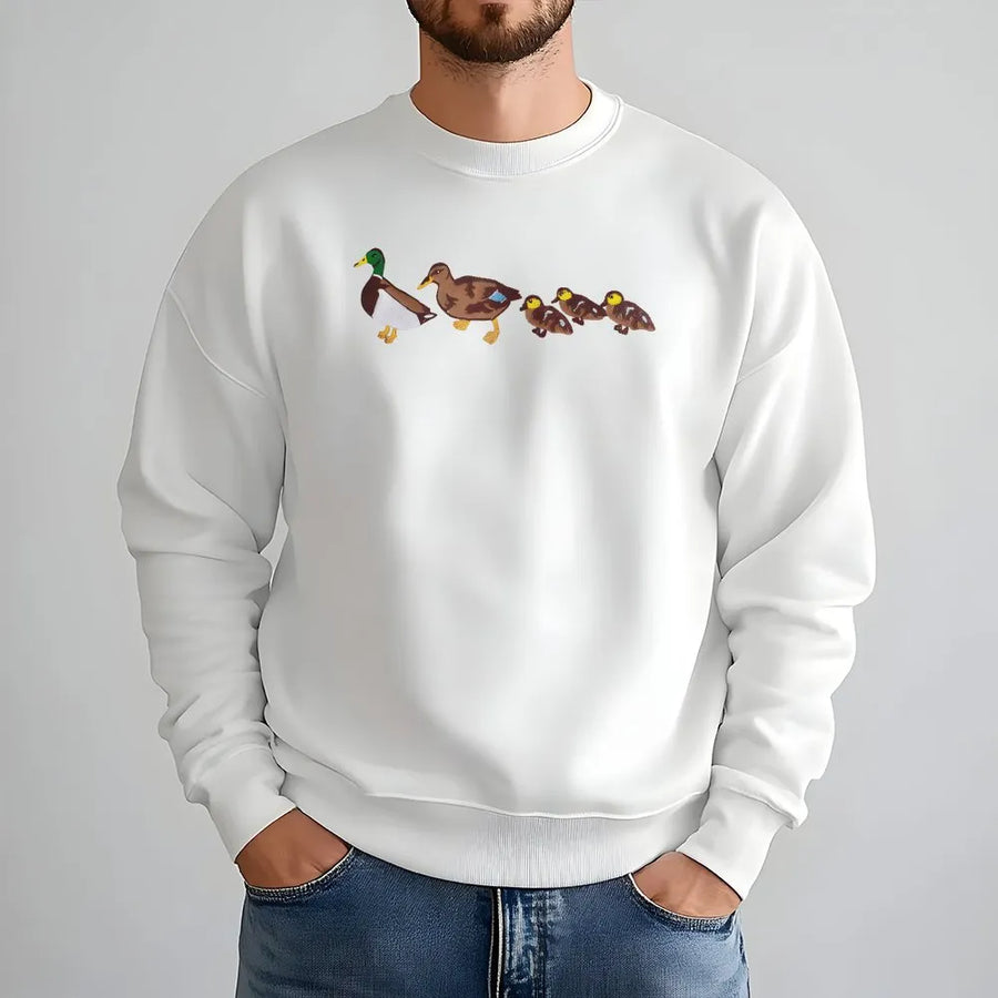 Mallard Duck Sweatshirt | Duck Family Walking in a Row Graphic | Premium 100% Cotton | Nature Lover Gift for Men & Women