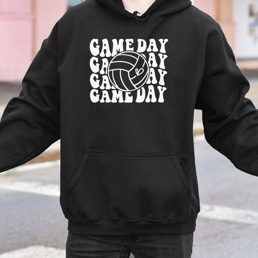 Volleyball Hoodie | Retro Game Day Volleyball Graphic | Premium Cotton Blend | Gift for Volleyball Player, Mom, or Fan