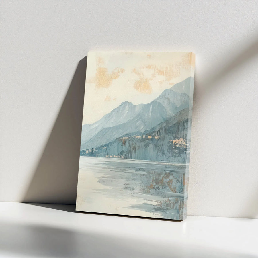 Abstract Mountain Landscape Canvas Art | Serene Lake Reflection Wall Decor | Premium 1.25" Gallery Wrap | Modern Home & Office Interior Accent