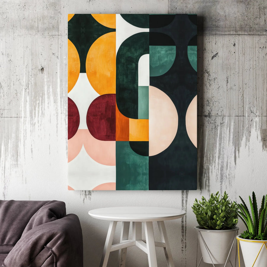 Mid-Century Modern Wall Art | Abstract Geometric Shapes Canvas | Premium Fade-Resistant Print | Gallery-Quality Home Office Decor