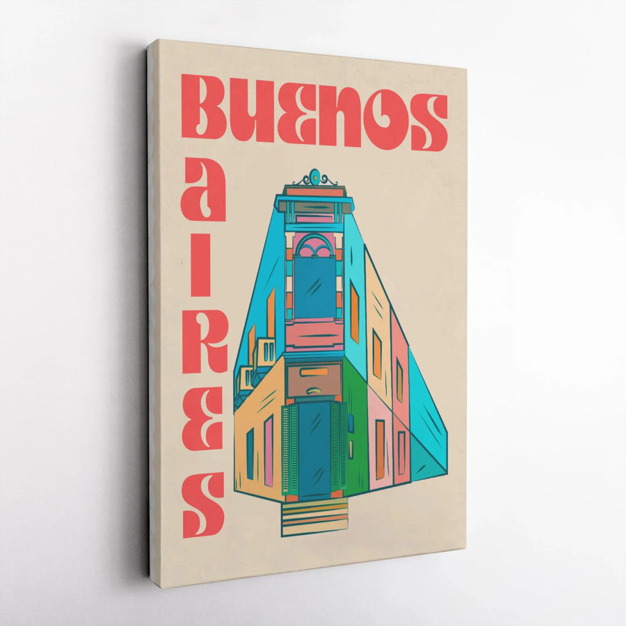Buenos Aires Wall Art | Colorful Architecture Travel Poster | Premium Gallery-Wrapped Canvas | Travel Decor Gift for Home or Office
