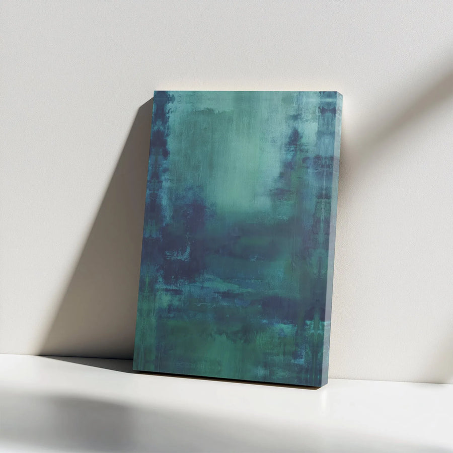 Abstract Teal and Navy Vertical Canvas | Modern Minimalist Textured Art Print | Premium 1.25” Gallery Wrap | Elegant Living Room Office Decor Gift