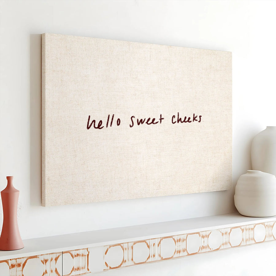 Hello Sweet Cheeks Canvas Wall Art | Funny Bathroom Quote Sign | Premium Canvas Print | Modern Minimalist Decor Housewarming Gift