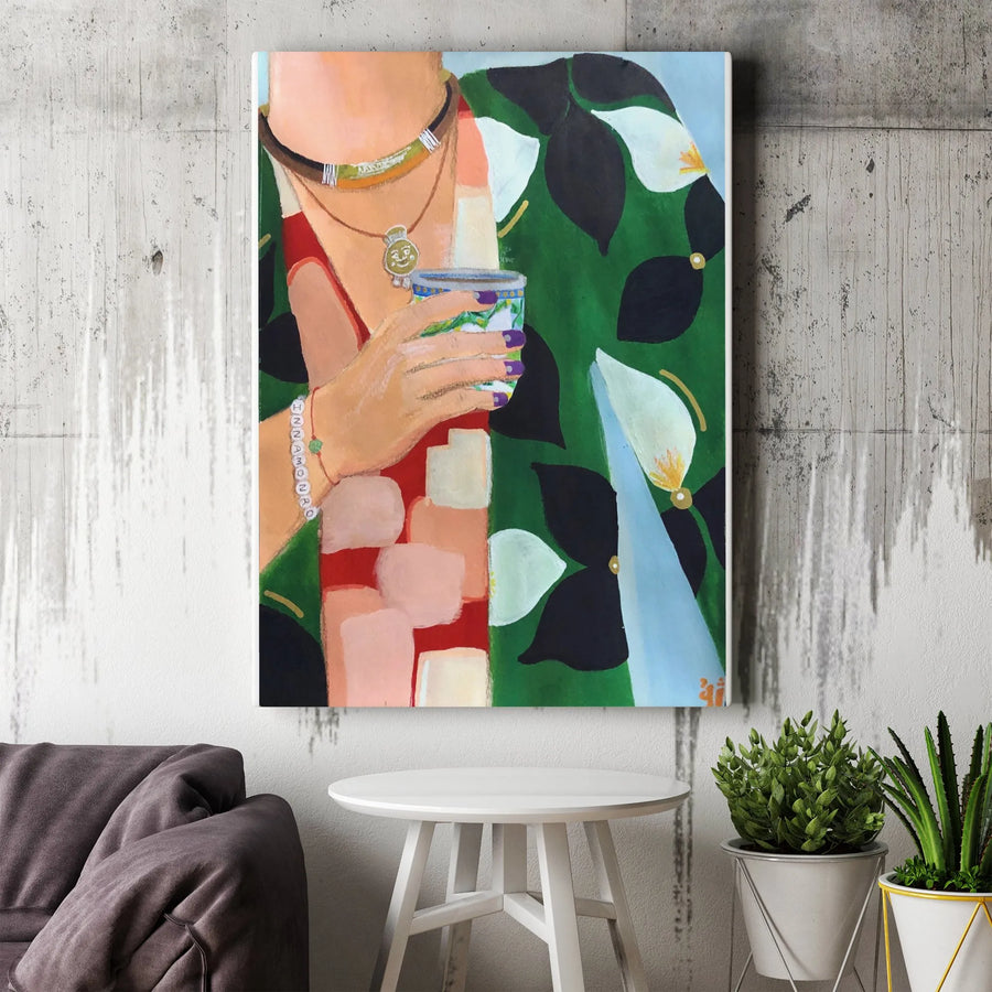 Abstract Woman Portrait Canvas Print | Colorful Bohemian Floral Wall Art | Premium Thick Gallery Canvas | Modern Home Decor Gift