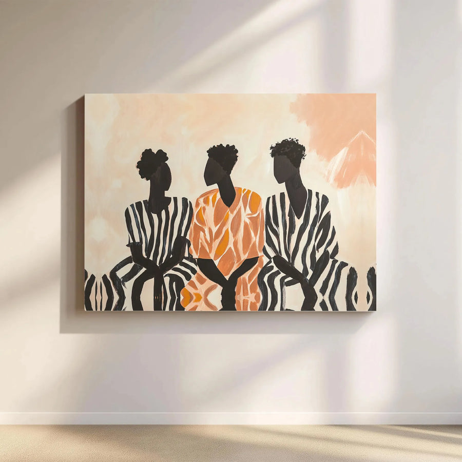 Abstract African Women Canvas Print | Modern Figurative Silhouette Art | Thick Gallery Wrap Canvas | Contemporary Home Decor Gift