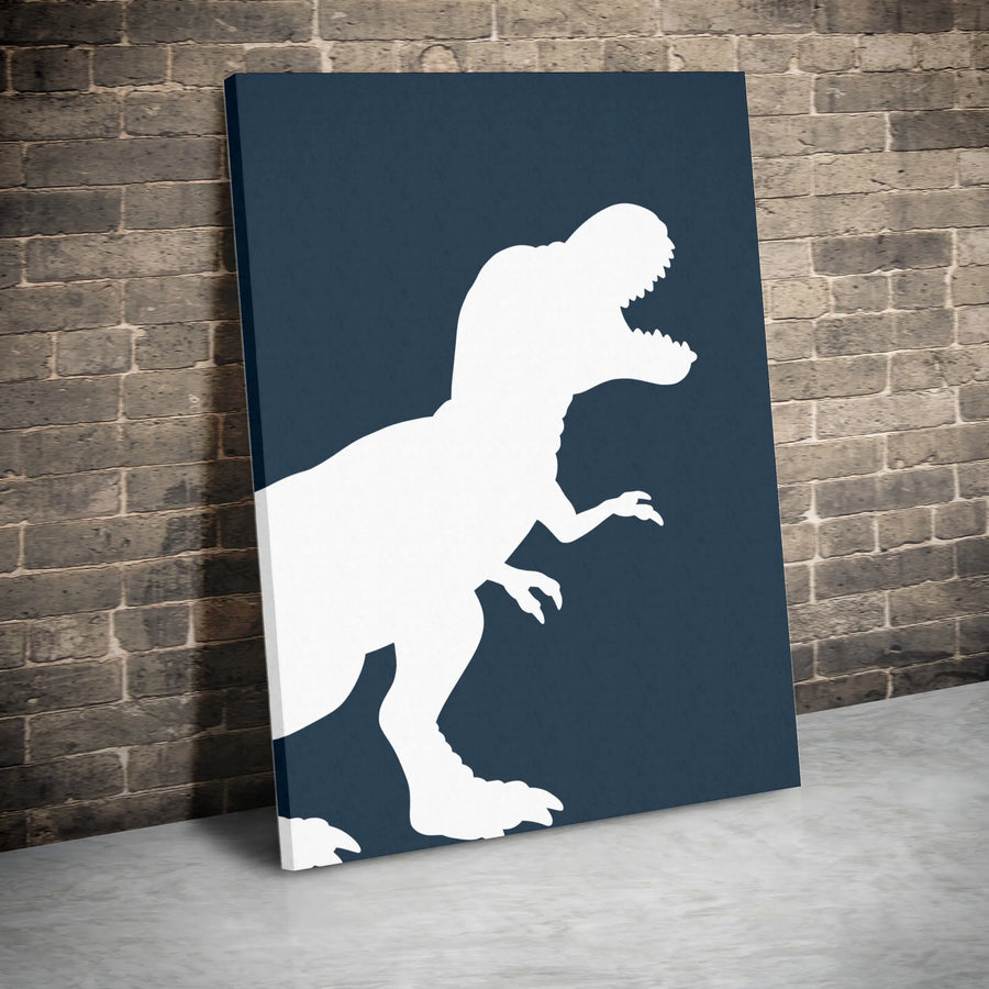 T-Rex Dinosaur Wall Art | Minimalist Silhouette Print | Premium Gallery Wrapped Canvas | Nursery Decor or Kids Room Gift