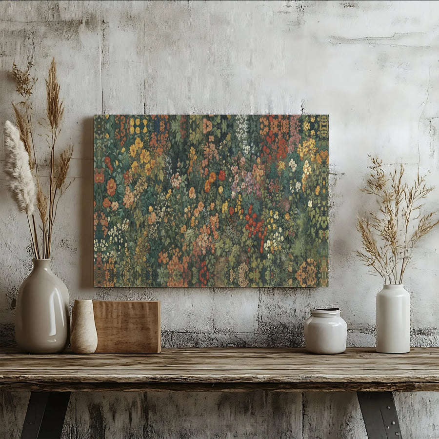 Vintage Millefleurs Floral Canvas Wall Art | Botanical Garden Print | Premium Fade-Resistant Gallery Wrap | Home Decor Gift for Plant Lovers