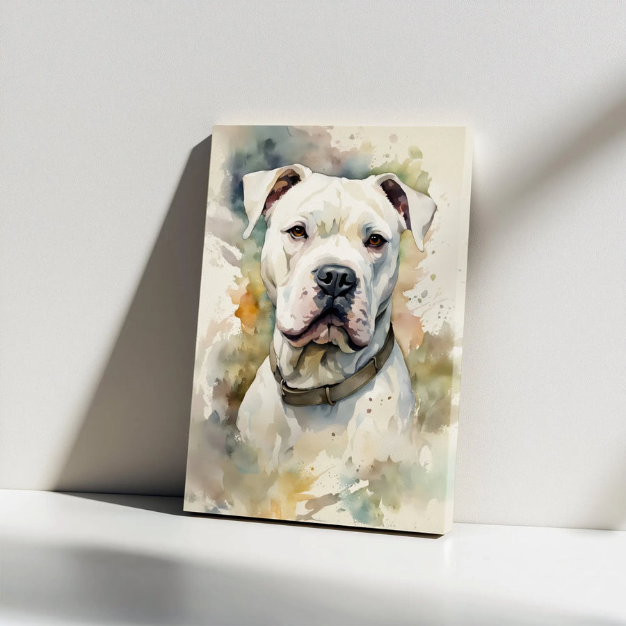 Dogo Argentino Canvas Print | Watercolor Dog Portrait | Premium Gallery Wrapped Art | Gift for Dog Lover & Breed Owner