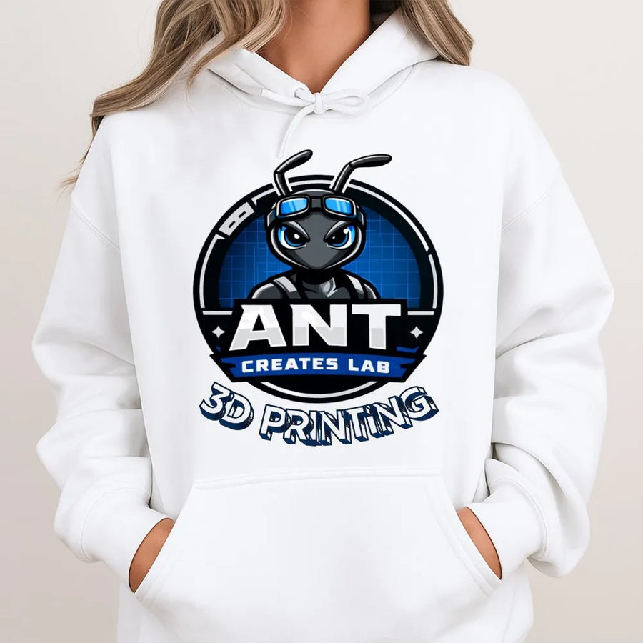 3D Printing Hoodie | Ant Mascot Tech Logo Graphic | Premium Cotton Blend | Gift for Engineers and Makers