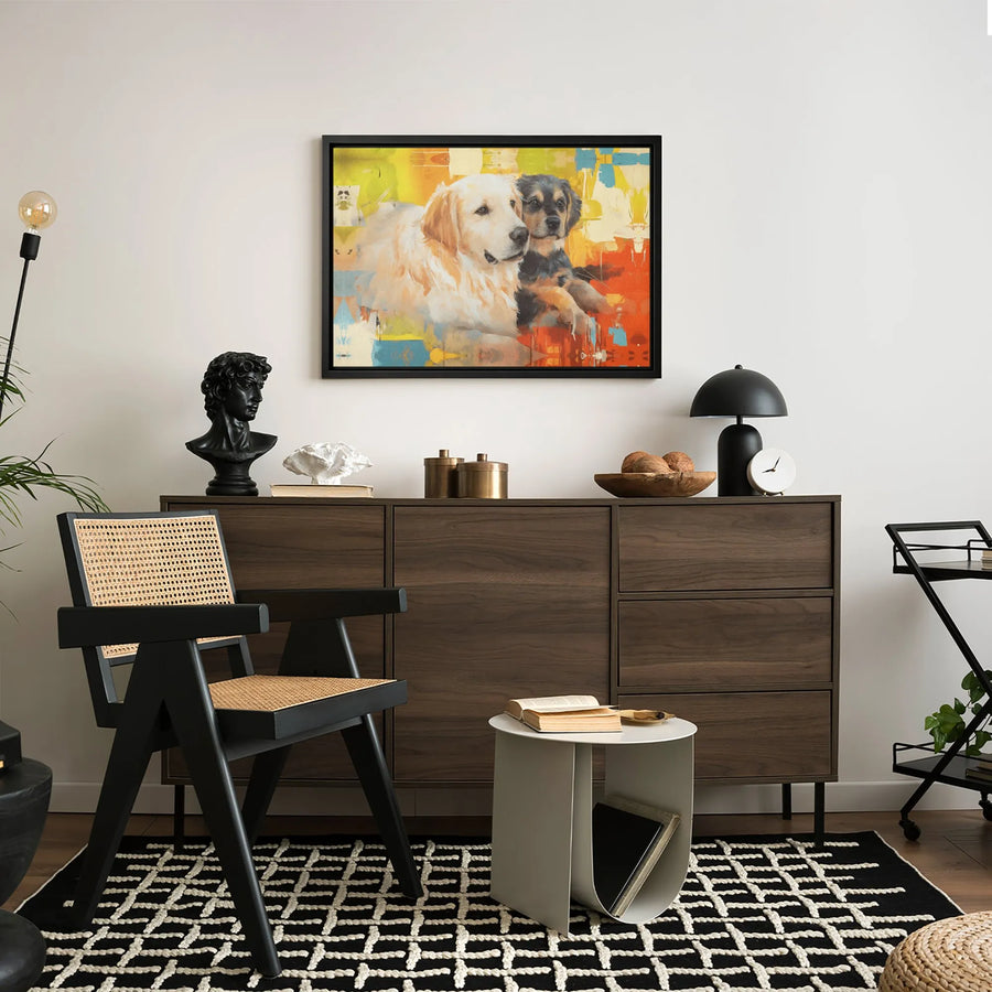 Golden Retriever Canvas Art | Abstract Dog Painting Wall Decor | Premium Gallery Wrap Print | Dog Lover Home Gift