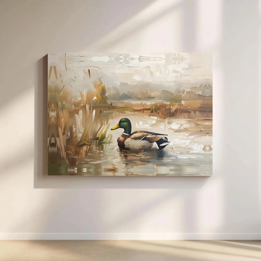 Mallard Duck Canvas Wall Art | Impressionist Pond Nature Print | Premium 1.25" Gallery Wrap | Wildlife Decor for Home or Office Gift