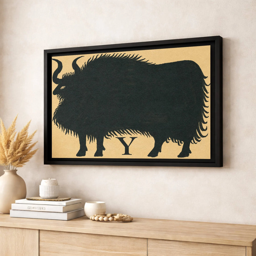 Y Is For Yak Canvas Art | Minimalist Silhouette Alphabet Print | Premium Gallery-Wrapped Wall Decor | Nursery And Farmhouse Home Gift