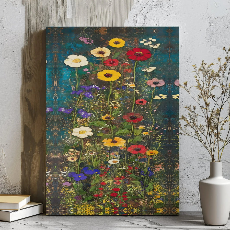 Wildflower Meadow Canvas Wall Art | Colorful Abstract Floral Print | Premium Gallery Wrap 1.25" Frame | Botanical Home Decor Gift for Her