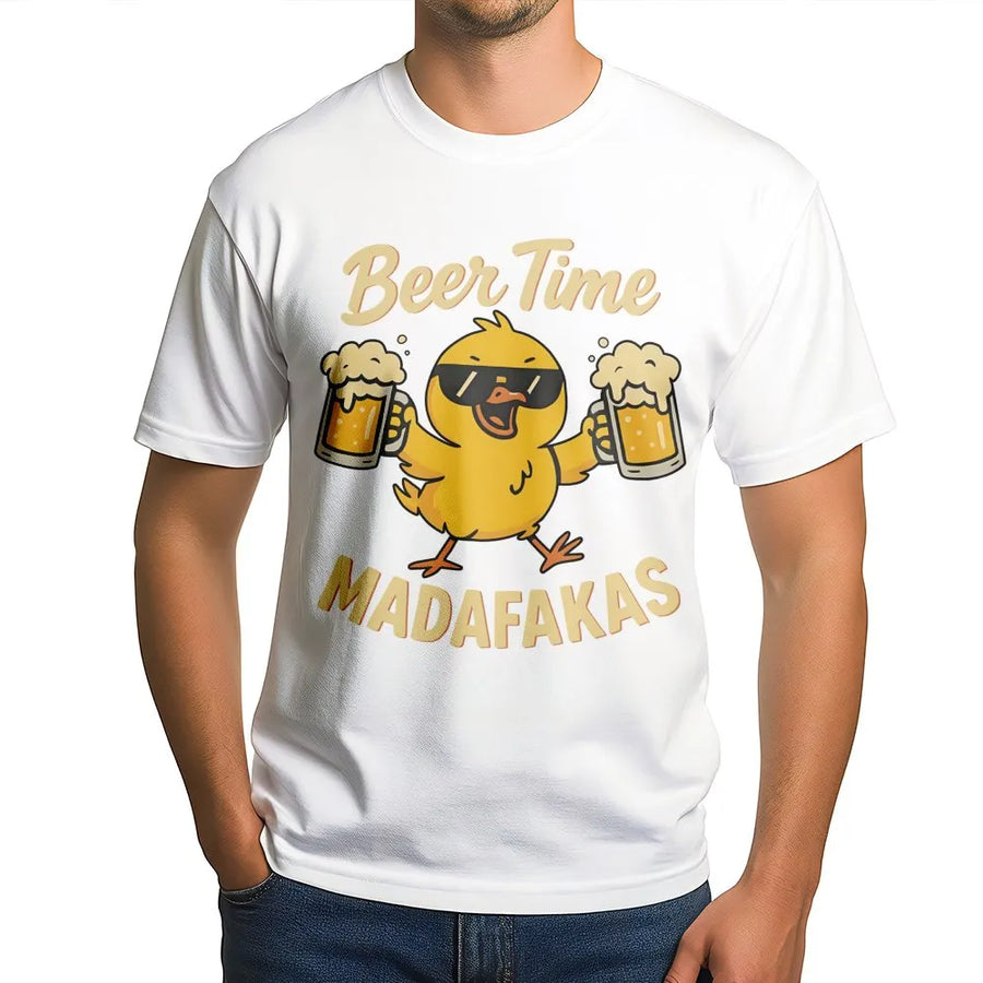 Funny Chick Beer T-Shirt | Retro Cartoon Drinking Graphic | 100% Cotton Premium Tee | Sarcastic Gift for Beer Lovers & Pub Enthusiasts
