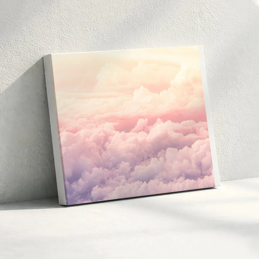 Pastel Cloudscape Canvas Wall Art | Ethereal Sunset Sky Print | Premium Gallery Wrapped Canvas | Modern Bedroom Decor Gift