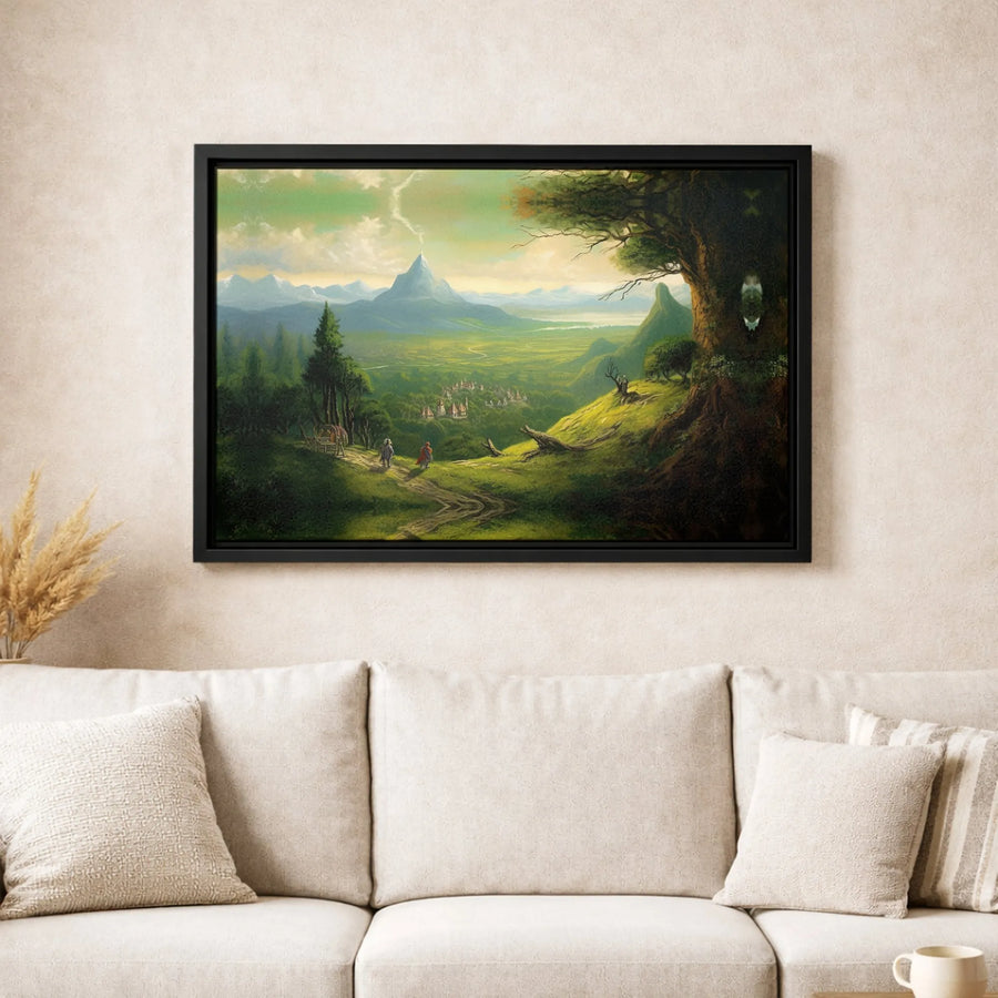 Fantasy Landscape Canvas Wall Art | Mountain Village Adventure Print | Premium Gallery-Wrapped Decor | Gift For Fantasy Lovers