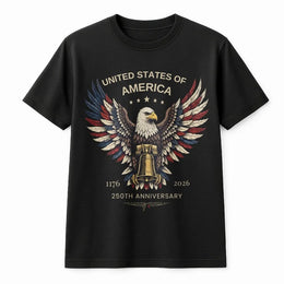 America 250th Anniversary T-Shirt | Patriotic Eagle & Liberty Bell Graphic | Soft Cotton USA Tee | Vintage 1776-2026 Commemorative Gift