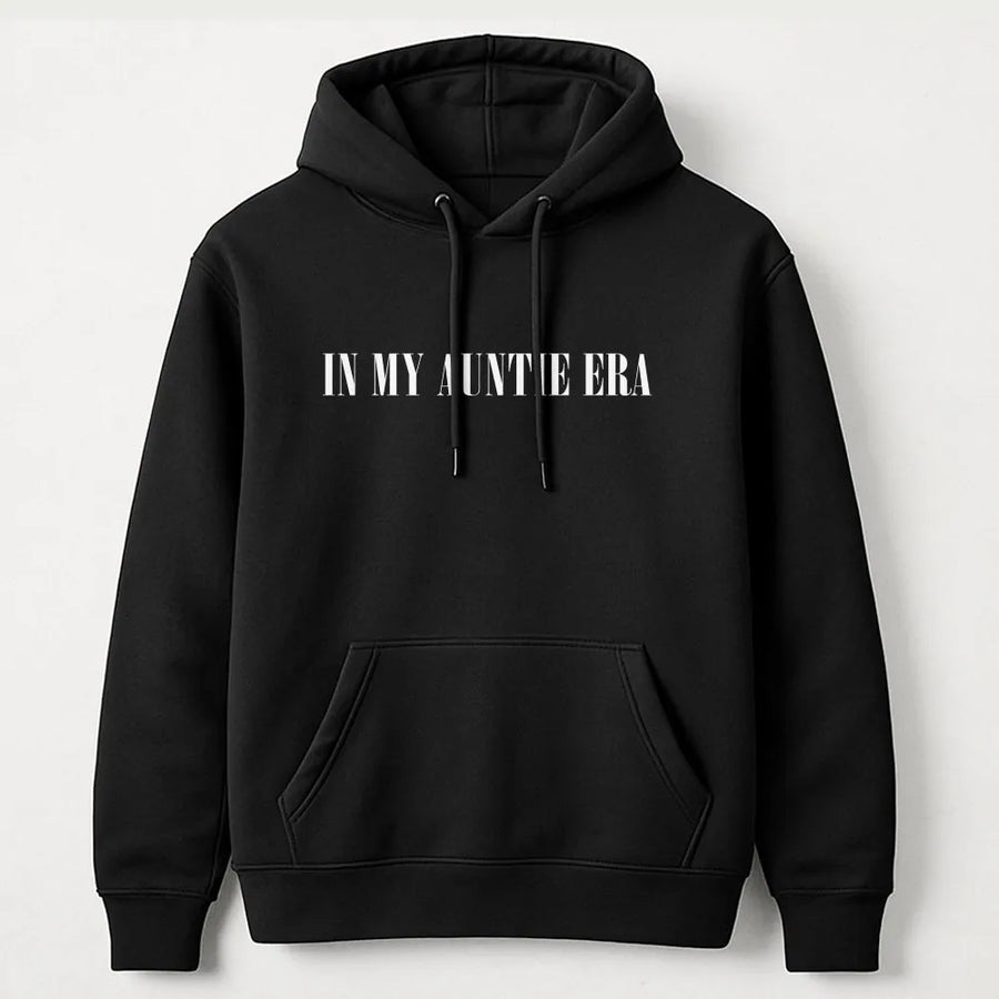 In My Auntie Era Hoodie | Cute Typography Graphic Sweatshirt | Premium Cotton Blend | Best Gift For New Auntie or Baby Shower Announcement