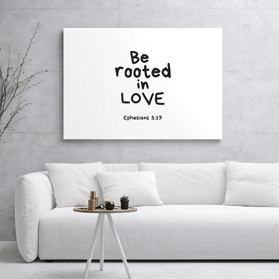 Be Rooted In Love Canvas Wall Art | Ephesians 3:17 Bible Verse Print | Premium Gallery Wrap Decor | Christian Home Gift for Couples