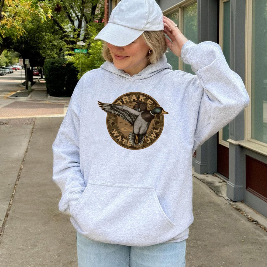 Mallard Duck Hunting Hoodie | Retro Camo Waterfowl Graphic | Premium Cotton Blend Sweatshirt | Gift for Outdoorsman Hunter