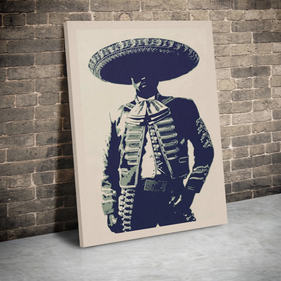 Mariachi Wall Art Print | Stylized Charro Sombrero Portrait | Premium Gallery-Wrapped Canvas | Mexican Culture Home Decor Gift
