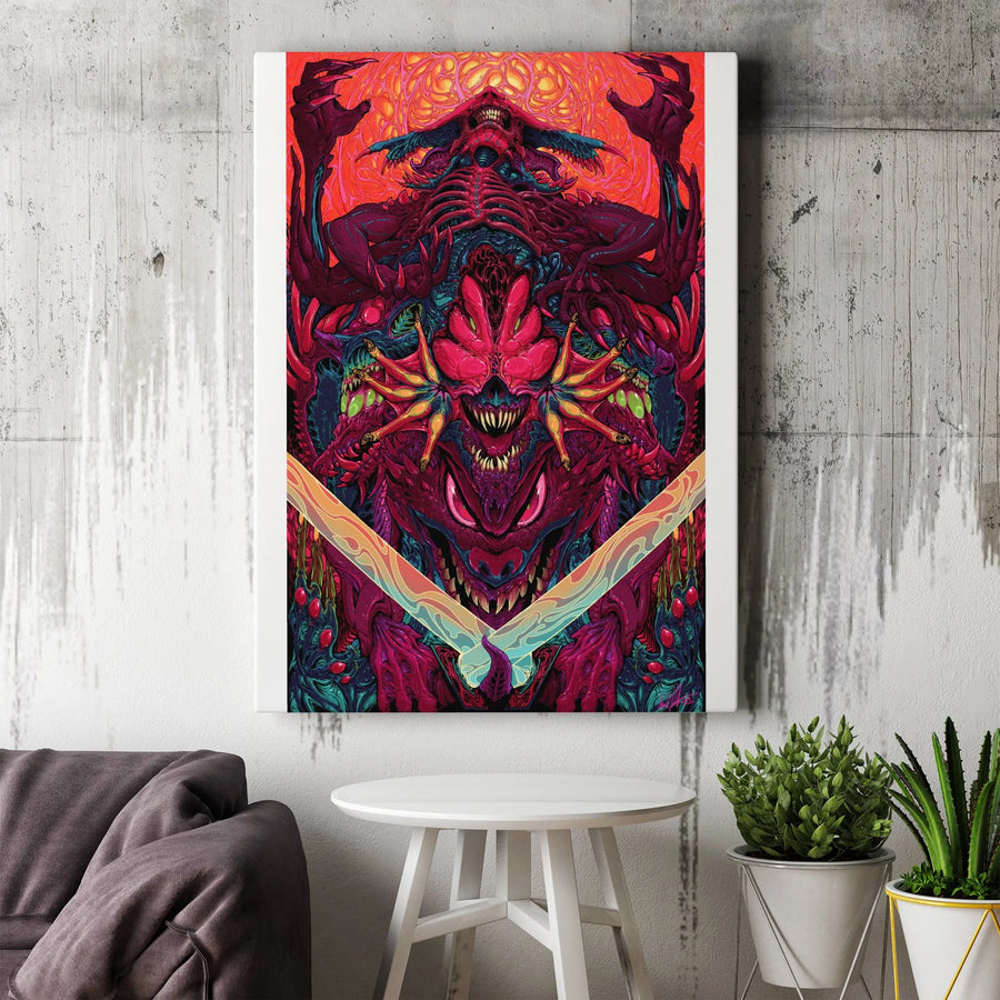 Cosmic Horror Monster Canvas Art | Psychedelic Demon Illustration | Premium Fade-Resistant Print | Collector's Gift for Horror Fans