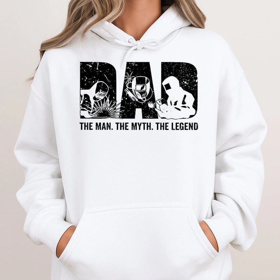 Welding Dad Hoodie | The Man The Myth The Legend Graphic | Premium Cotton Blend | Best Father's Day 2026 Gift For Welder Dads